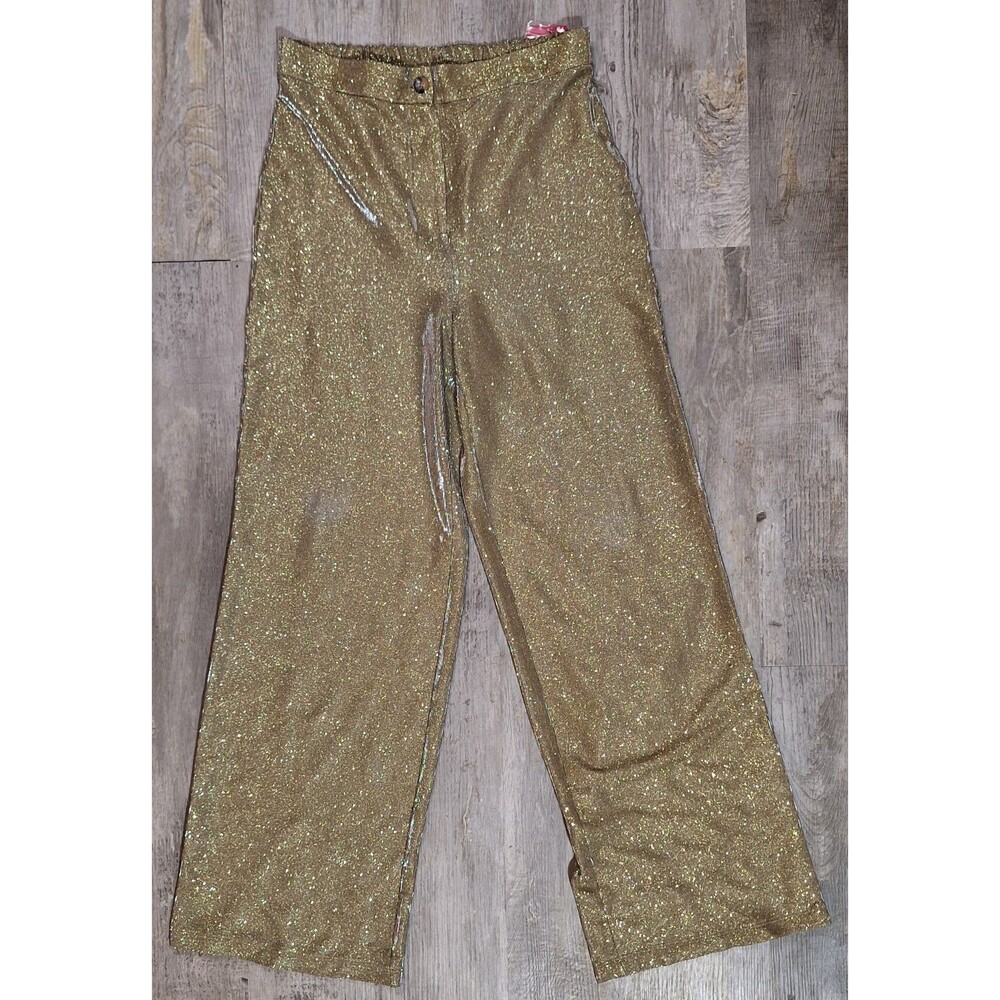 Vince Camuto Gold Metallic Shimmer Straight Leg Pants Women Small NWT Holiday